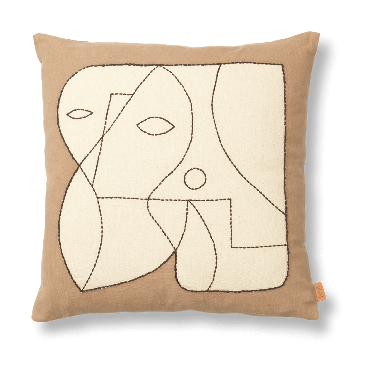Ferm Living Figure putetrekk 50 x 50 cm Dark Taupe-Off-white