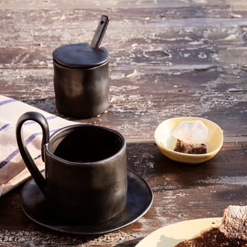 Flow syltetøykrukke med skje - Svart - Ferm Living