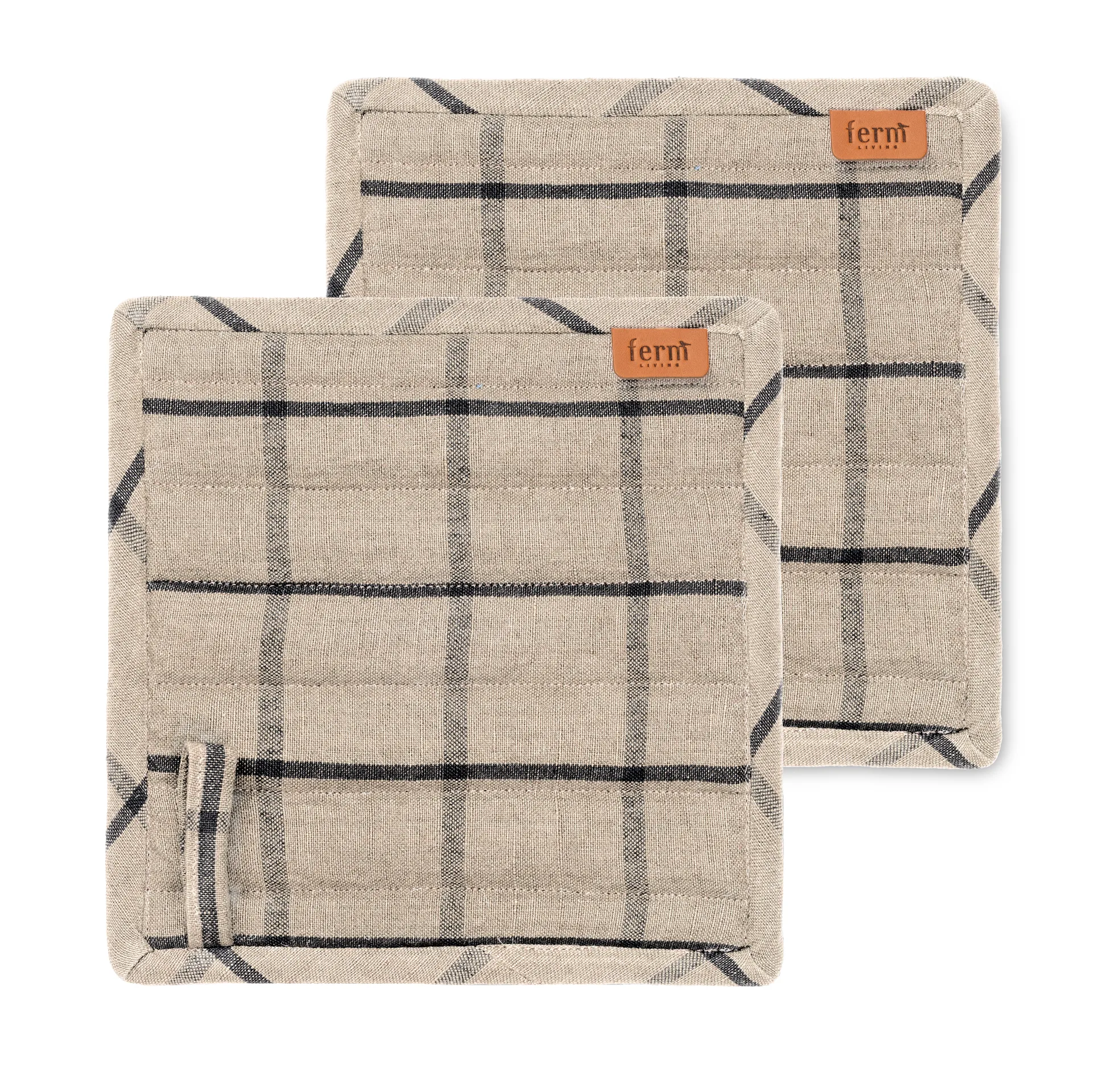 Hale grytelapp 2-stk., Sand-svart Ferm Living