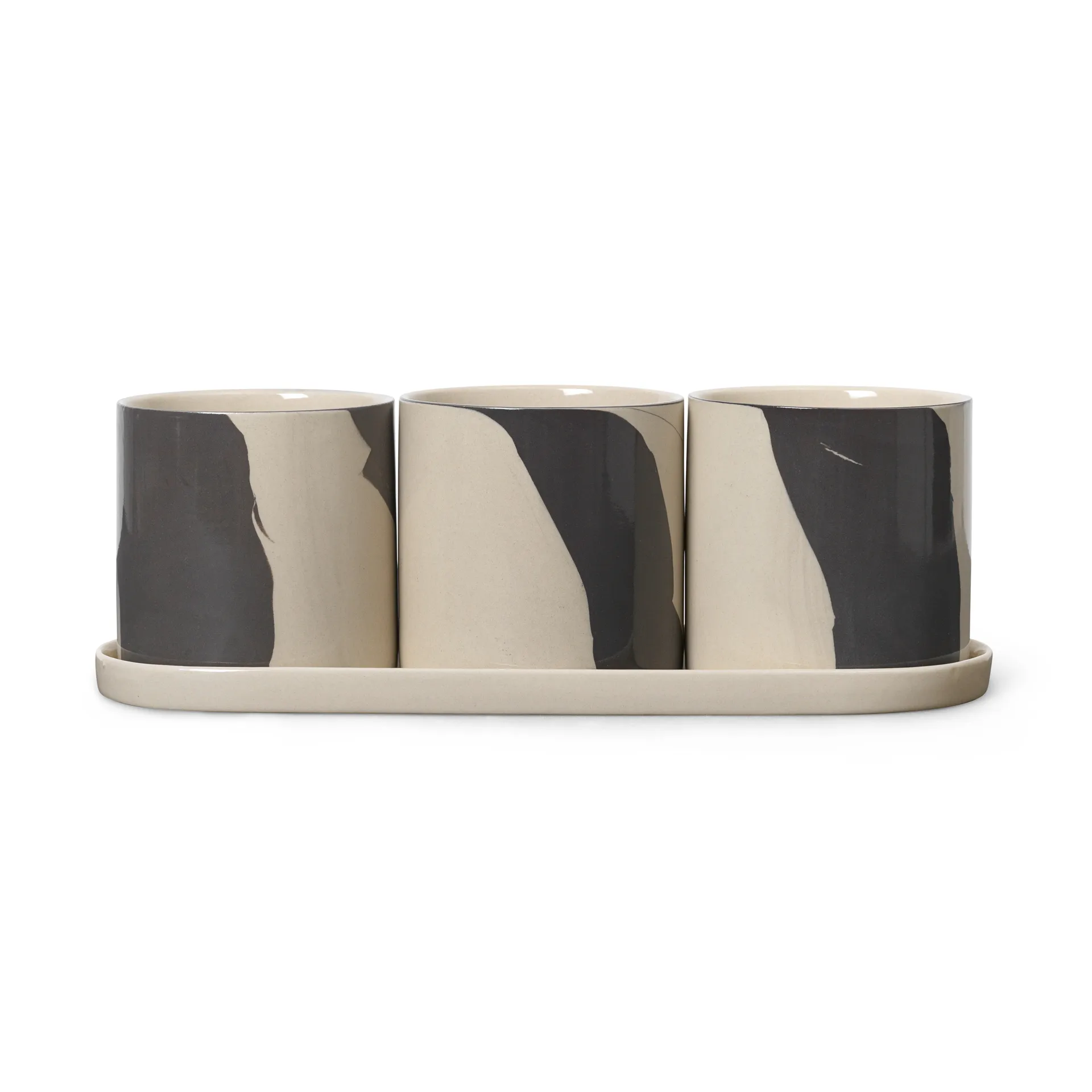 Inlay urtekrukke med fat 4 deler, Sand-brown Ferm Living