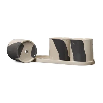 Inlay urtekrukke med fat 4 deler - Sand-brown - Ferm Living
