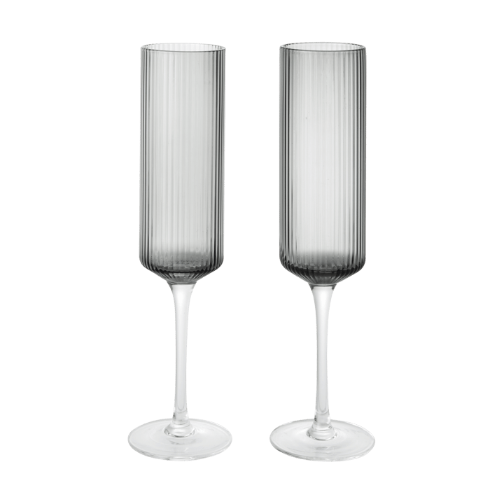 Ripple Champagne flutes champagneglass 15 cl 2-pakning - Smoked Grey - Ferm Living