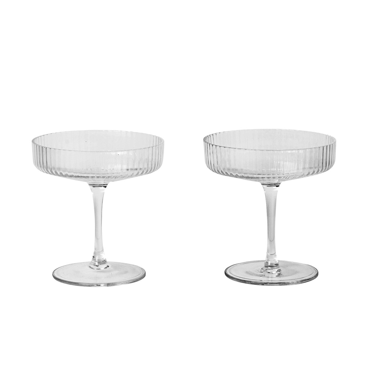 ferm LIVING - Ripple Champagne Saucers Set of 2 Clear