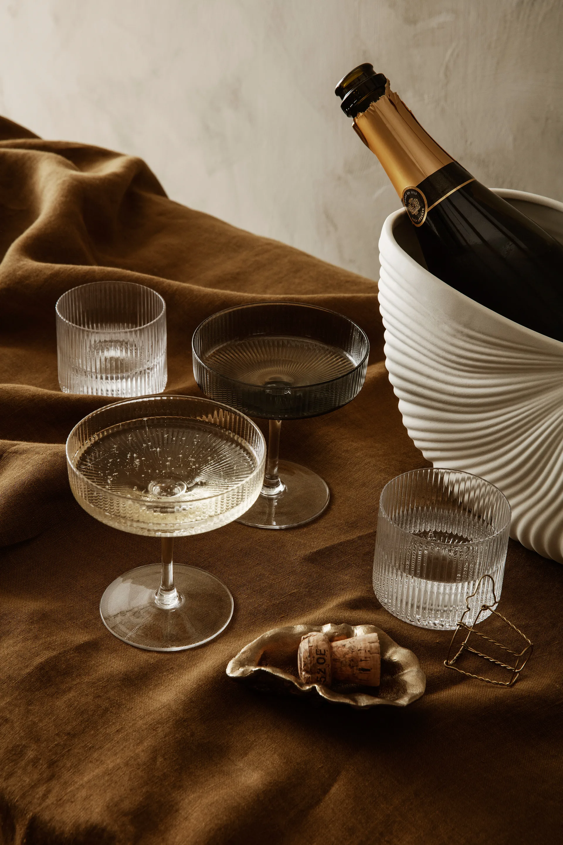 Ripple champagneglass 2-pakning, klar Ferm Living