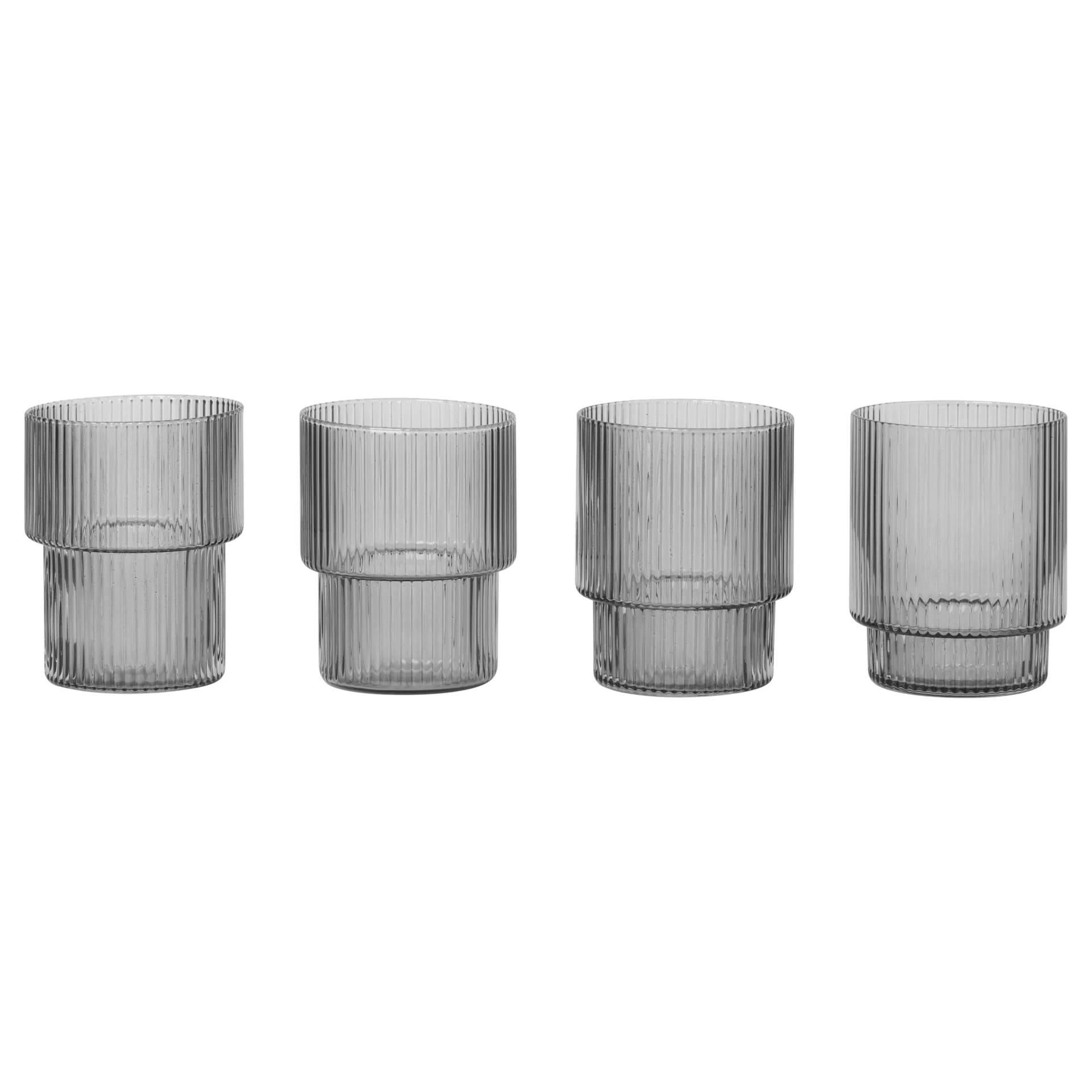 Ripple glass 4-pakn., Smoked grey Ferm Living