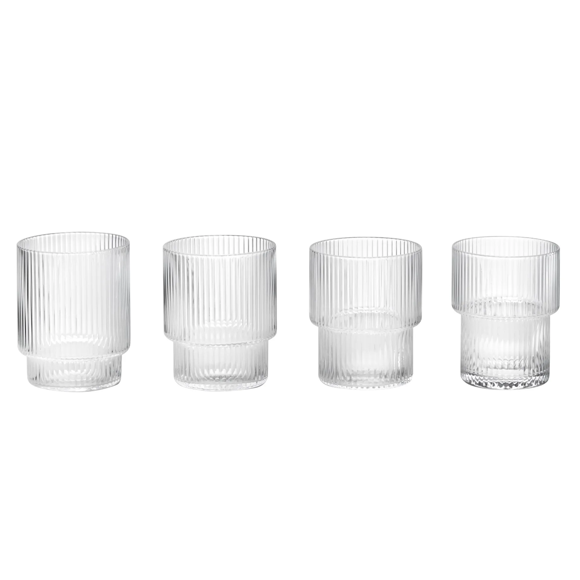 Ripple glass 4-pakning, klar Ferm Living