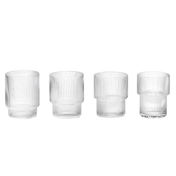 Ripple glass 4-pakning - klar - Ferm Living