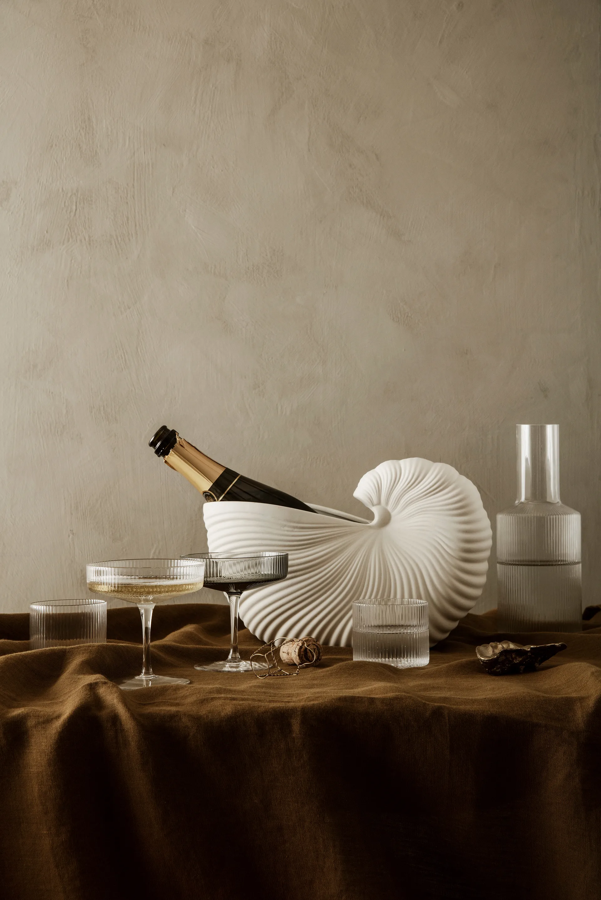 Ripple glass lavt 4-pakning, Clear Ferm Living