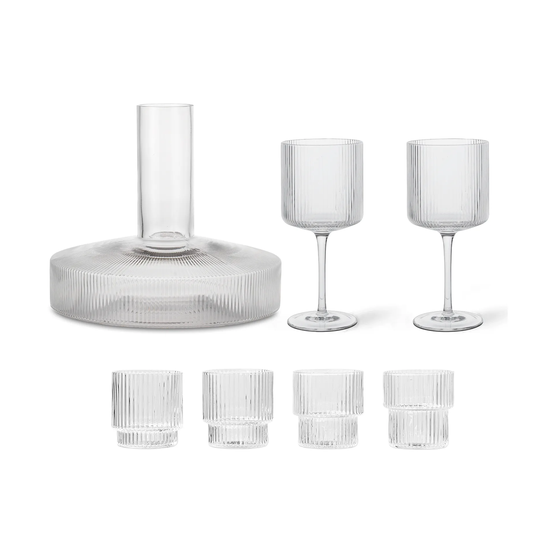 Ripple karaffel og glass 17 deler - Klar Ferm Living