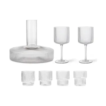 Ripple karaffel og glass 17 deler - Klar - undefined - Ferm Living