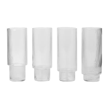 Ripple long drink glass 4-pakk - klar - Ferm Living