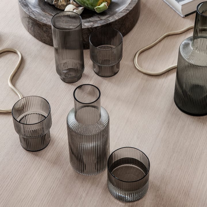 Ripple long drink glass 4-pakk, Smoked grey ferm LIVING