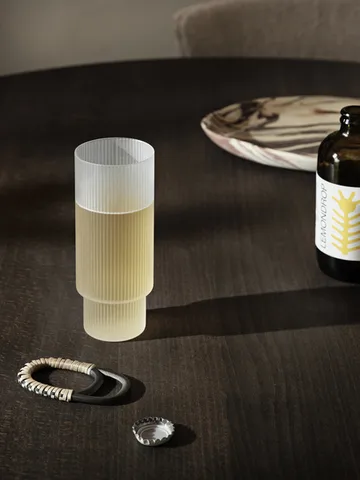 Ripple long drink glass 4-pakning - Frosted - Ferm Living
