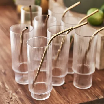 Ripple long drink glass 4-pakning - klar - Ferm Living