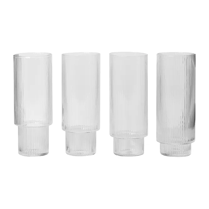 Ripple long drink glass 4-pakning, klar Ferm Living