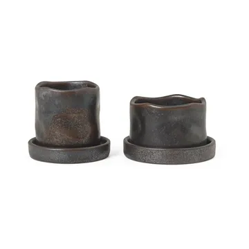 Uneru Mini krukke med fat 2 deler - Black - Ferm Living