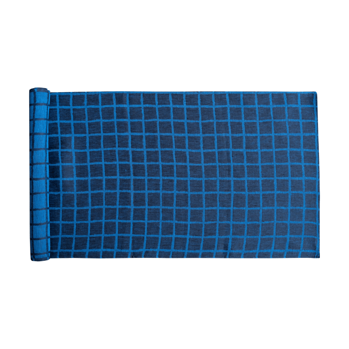 Rutig jacquardvevd bordsløper 45x150 cm, Blue-black Fine Little Day