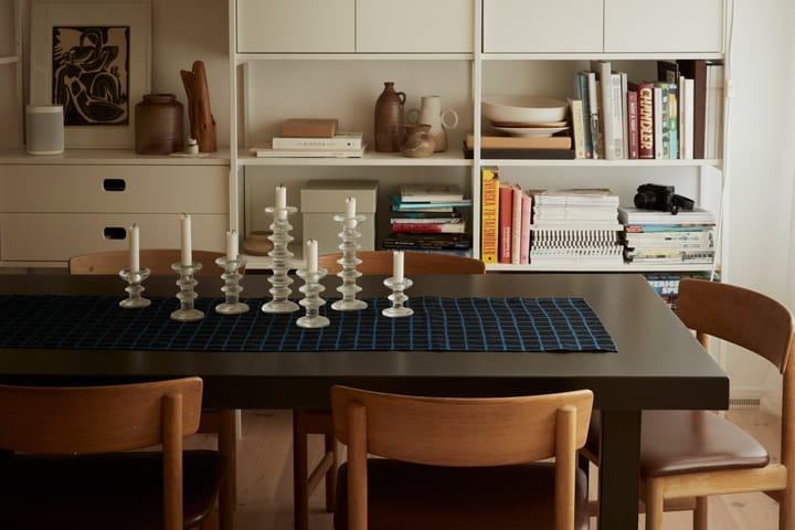 Rutig jacquardvevd bordsløper 45x150 cm, Blue-black Fine Little Day