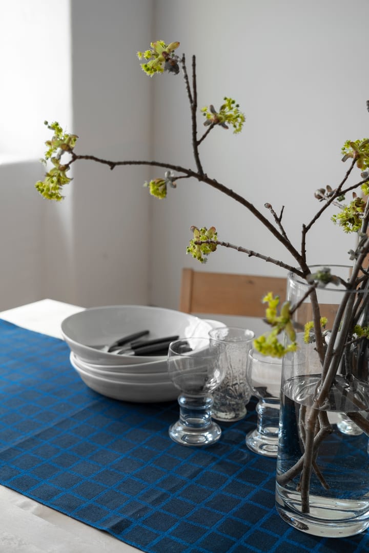 Rutig jacquardvevd bordsløper 45x150 cm, Blue-black Fine Little Day