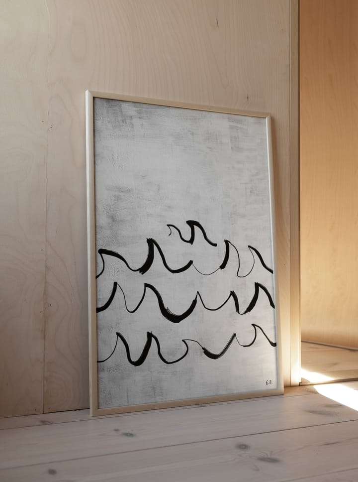 Wave plakat 50 x 70 cm, Svart-hvit Fine Little Day