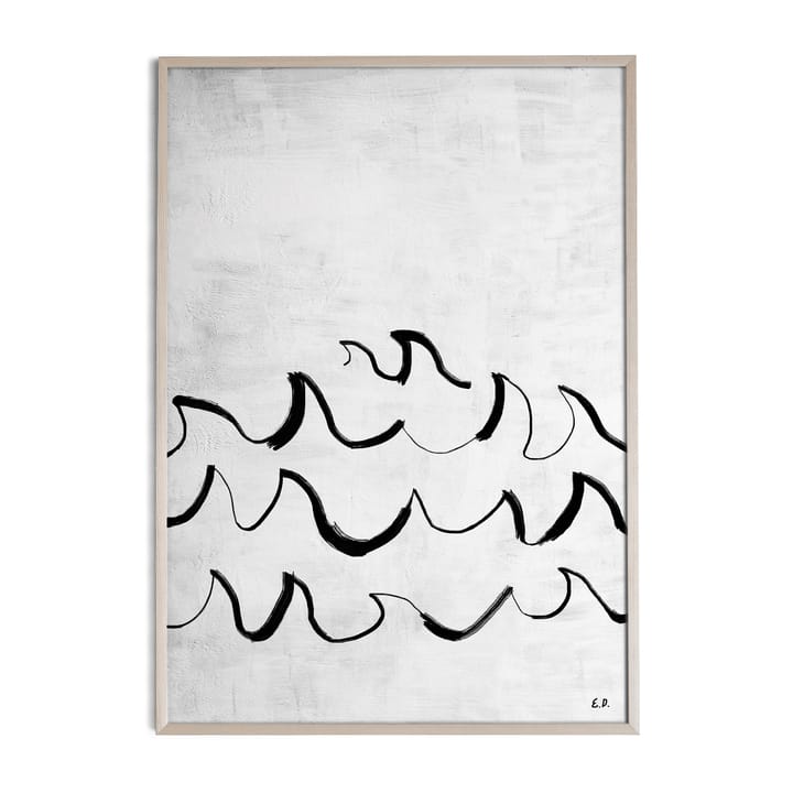 Wave plakat 50 x 70 cm, Svart-hvit Fine Little Day