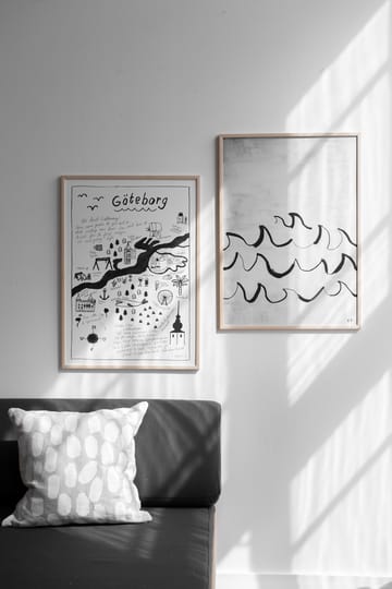 Wave plakat 50 x 70 cm - Svart-hvit - Fine Little Day