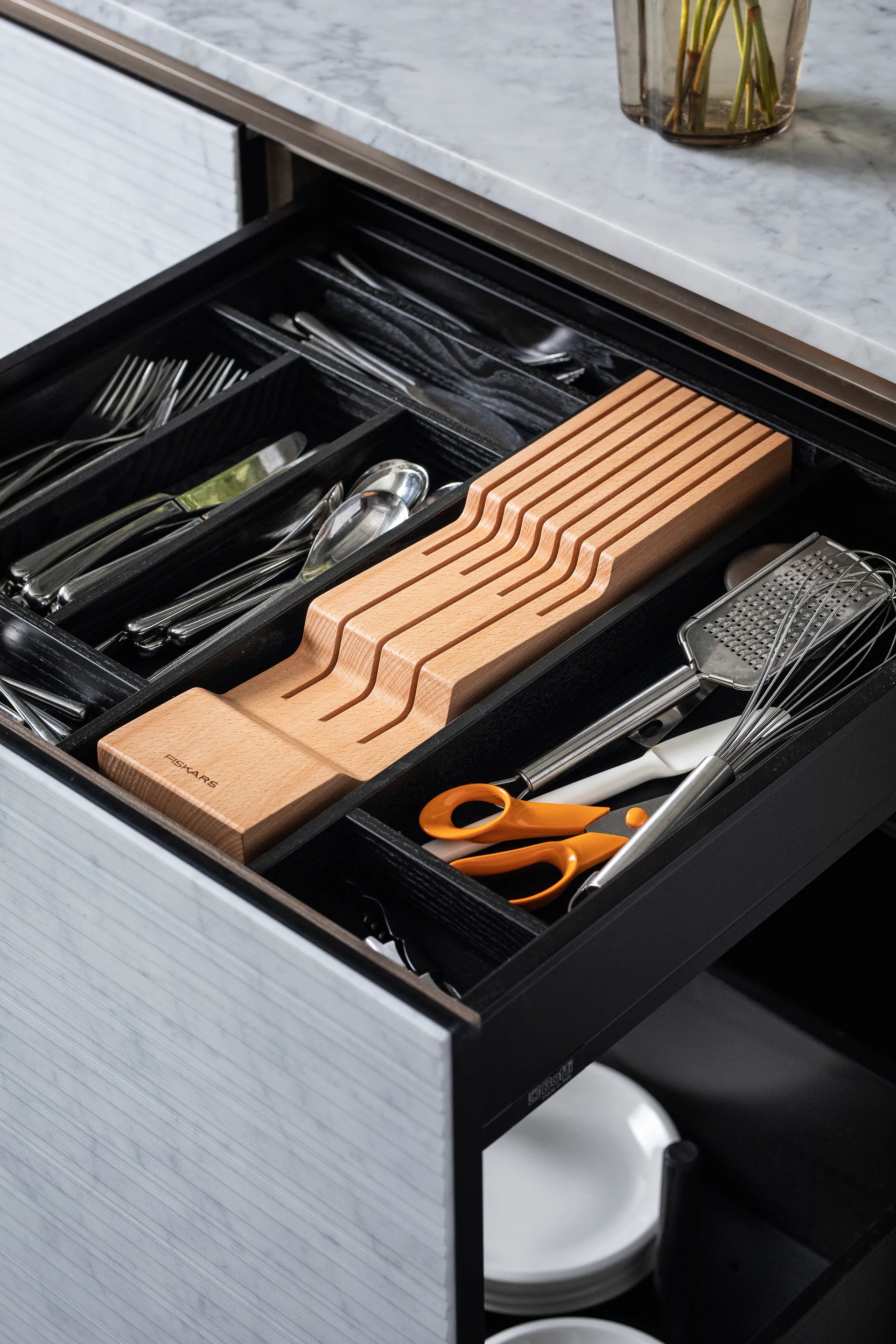Fiskars skuffinnsats for kniver, tre Fiskars