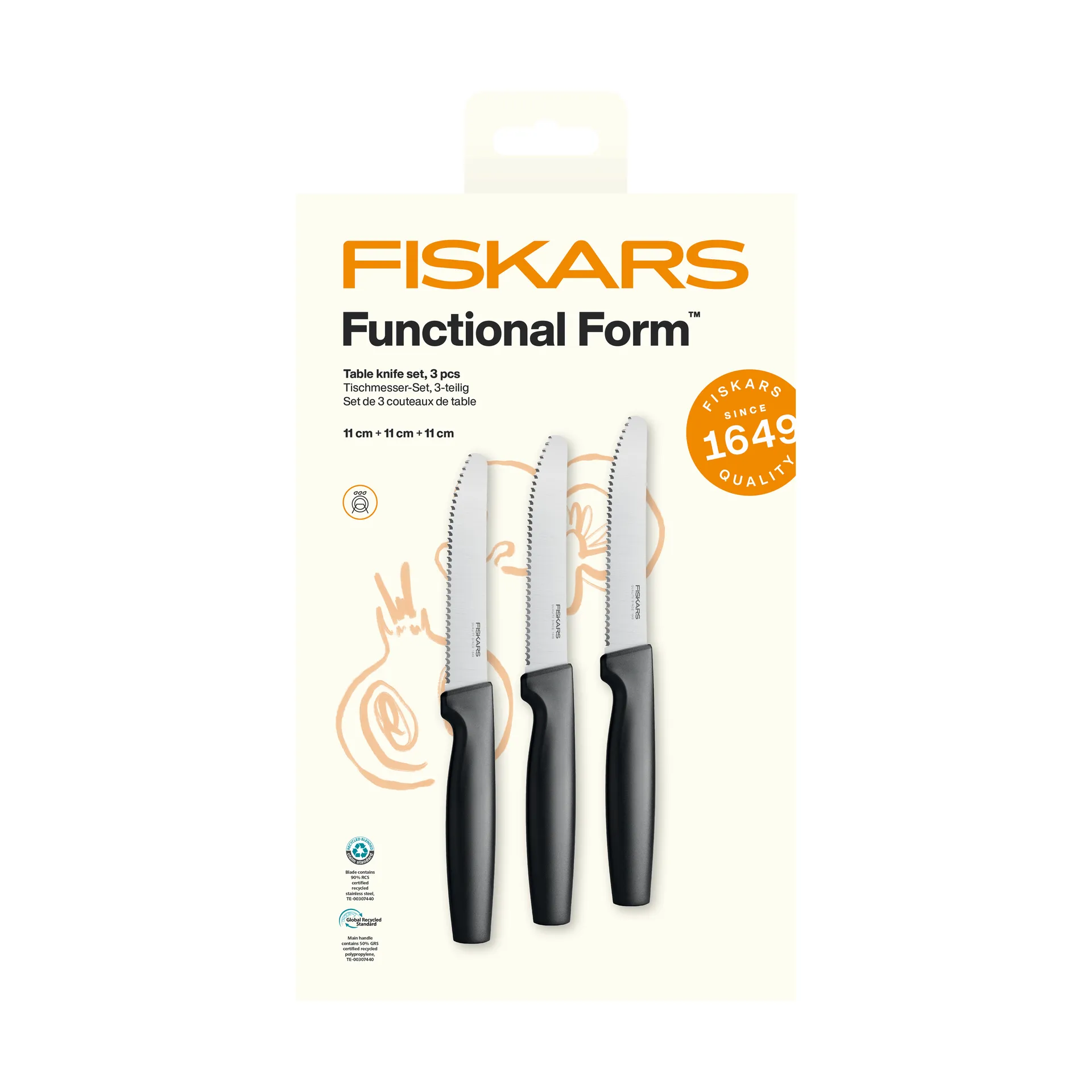 Functional Form bordkniver, Rustfritt stål, 3‑pakning Fiskars
