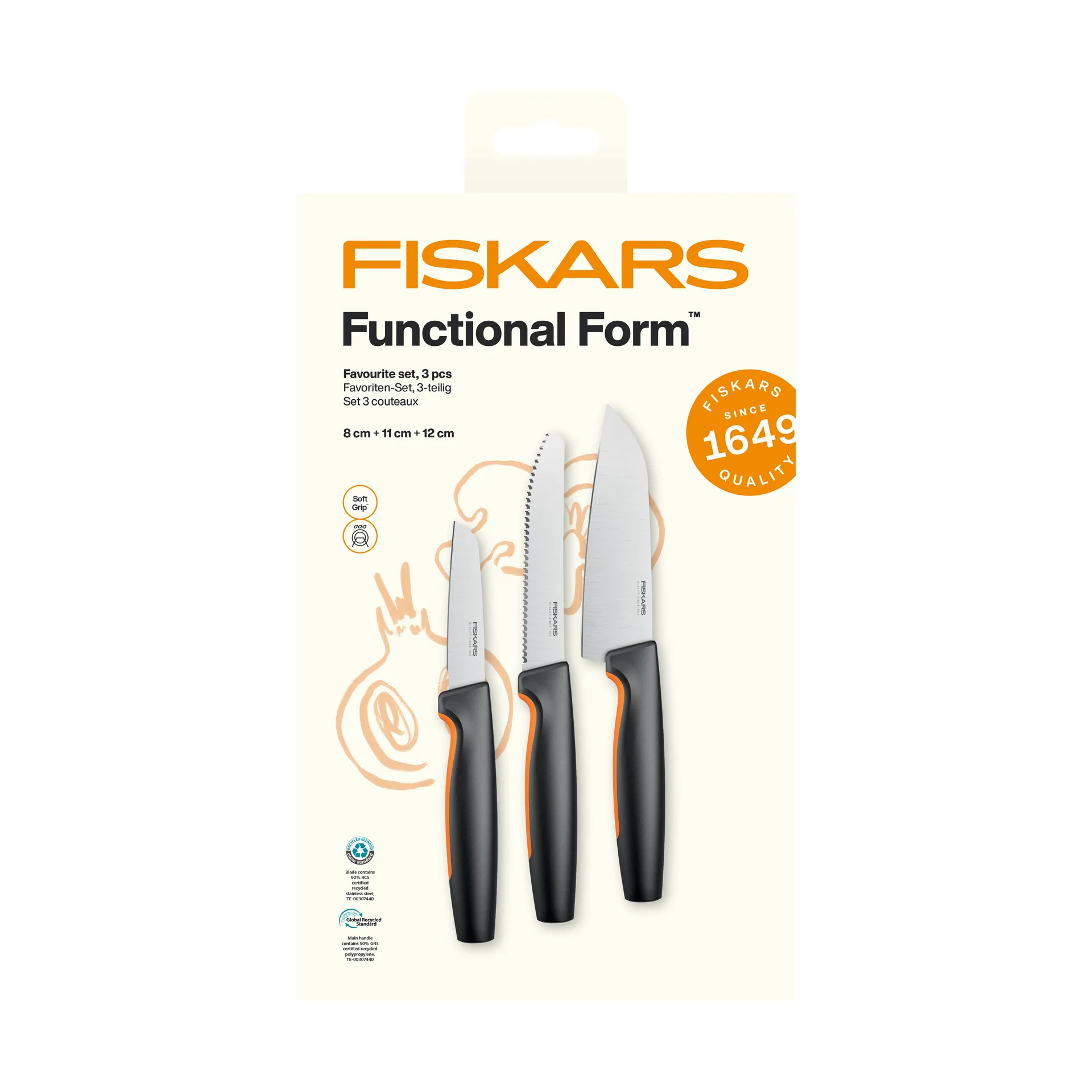 Fiskars Functional Form favorittknivsett Rustfritt stål, 3 deler