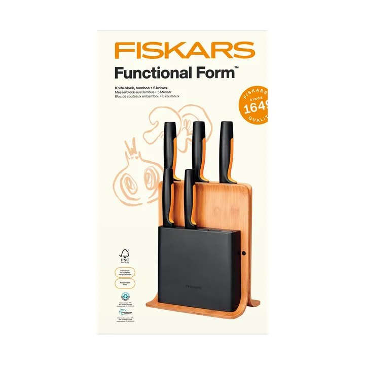 Functional Form knivsett med knivblokk - Bambus, 6 deler - Fiskars