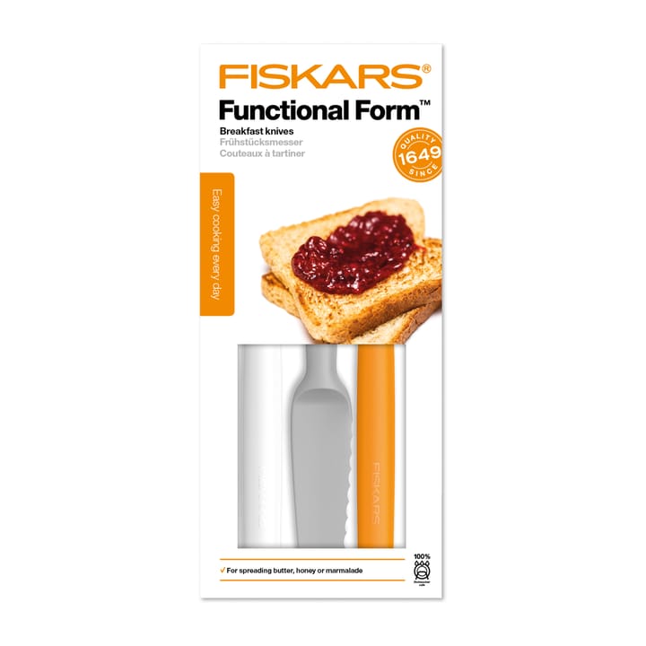 Functional Form smørkniver 3-pakning, Grå-oransje-hvit Fiskars