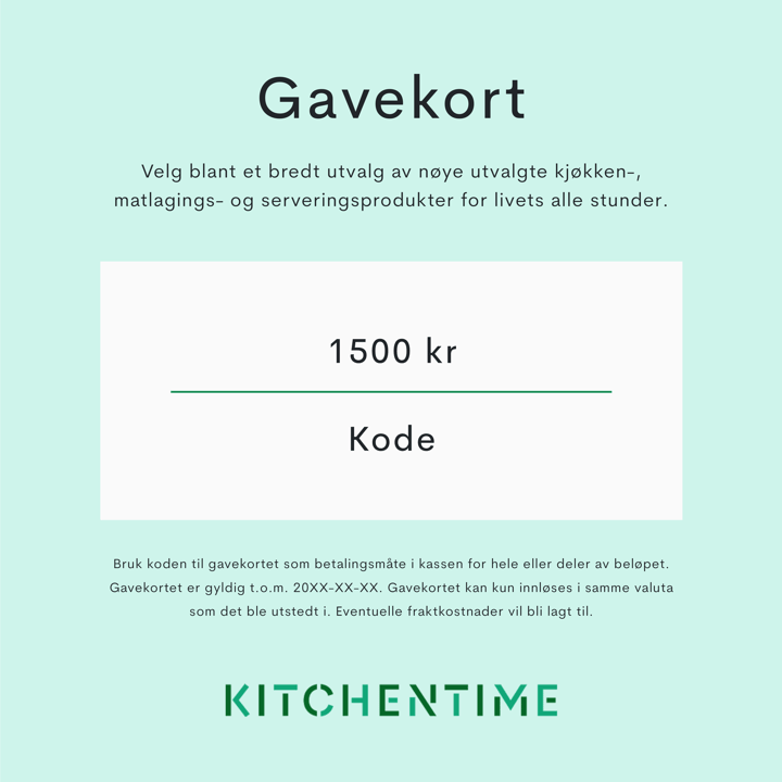 Digitalt gavekort - 1 500 ,- - Gavekort