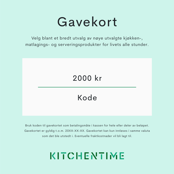 Digitalt gavekort, 2 000 ,- Gavekort