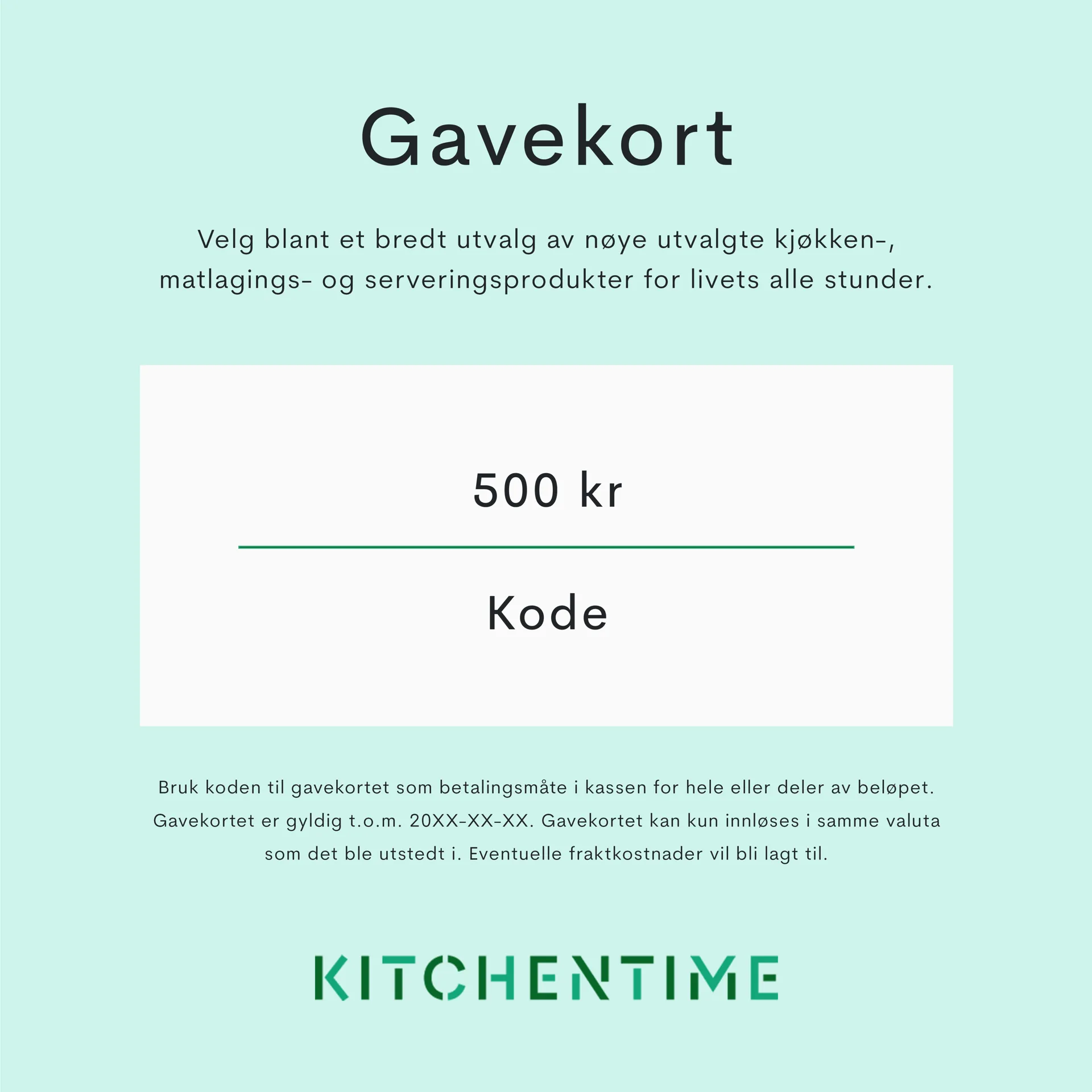 Digitalt gavekort, 500 ,- Gavekort