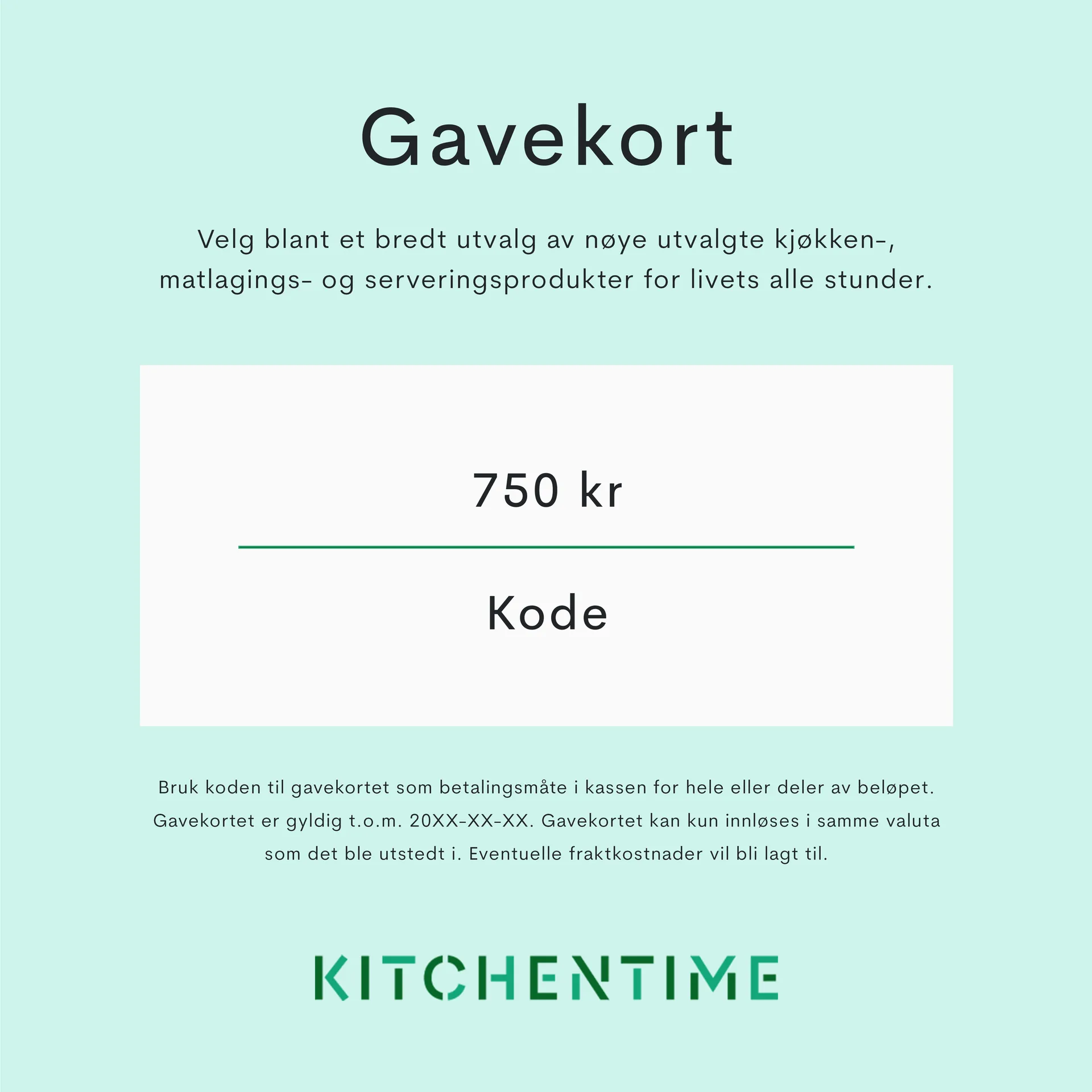 Digitalt gavekort, 750 ,- Gavekort