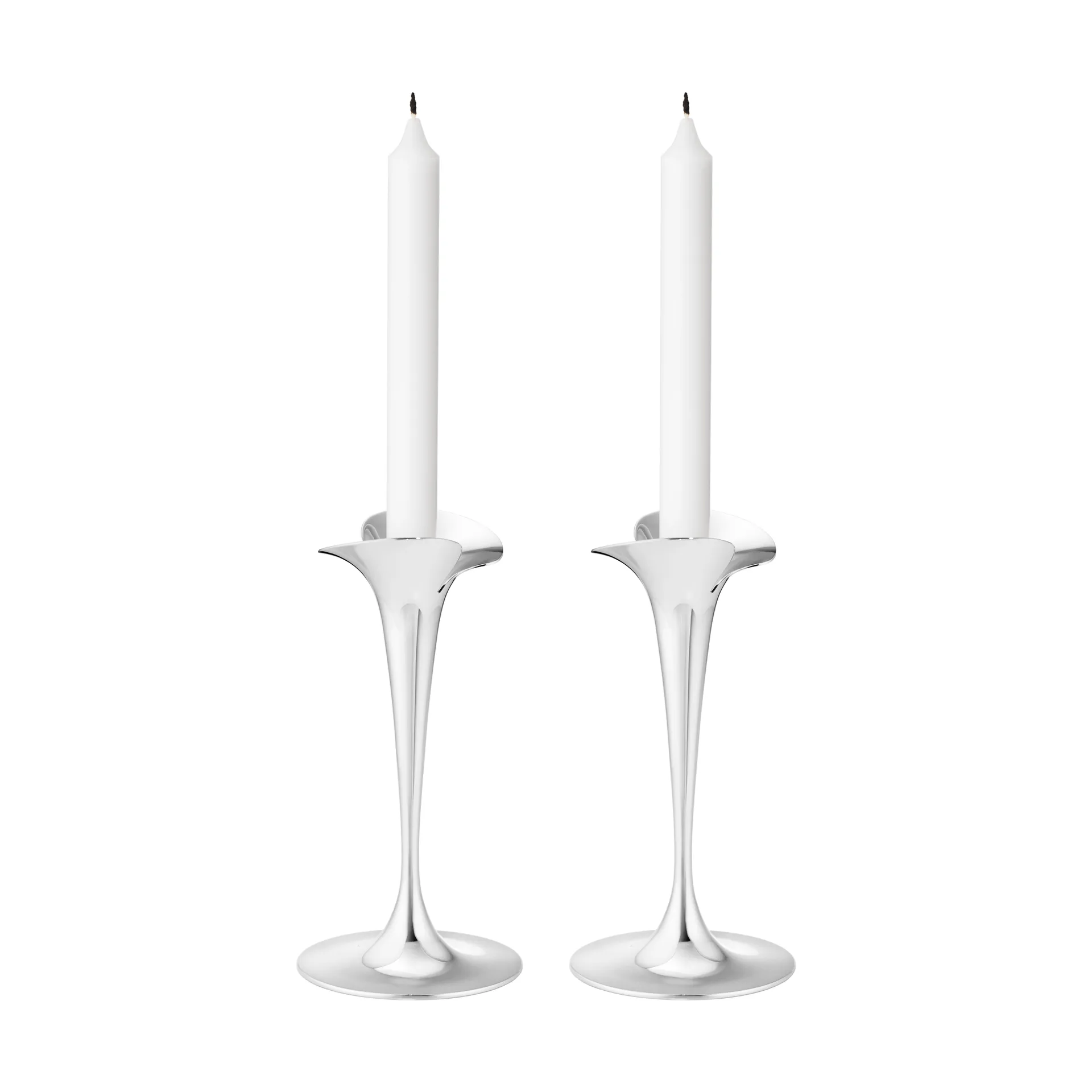 Georg Jensen Bloom lysestaker for kronelys Rustfritt stål, små, 2‑pakning