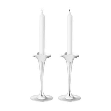 Bloom lysestaker for kronelys - Rustfritt stål, små, 2‑pakning - Georg Jensen