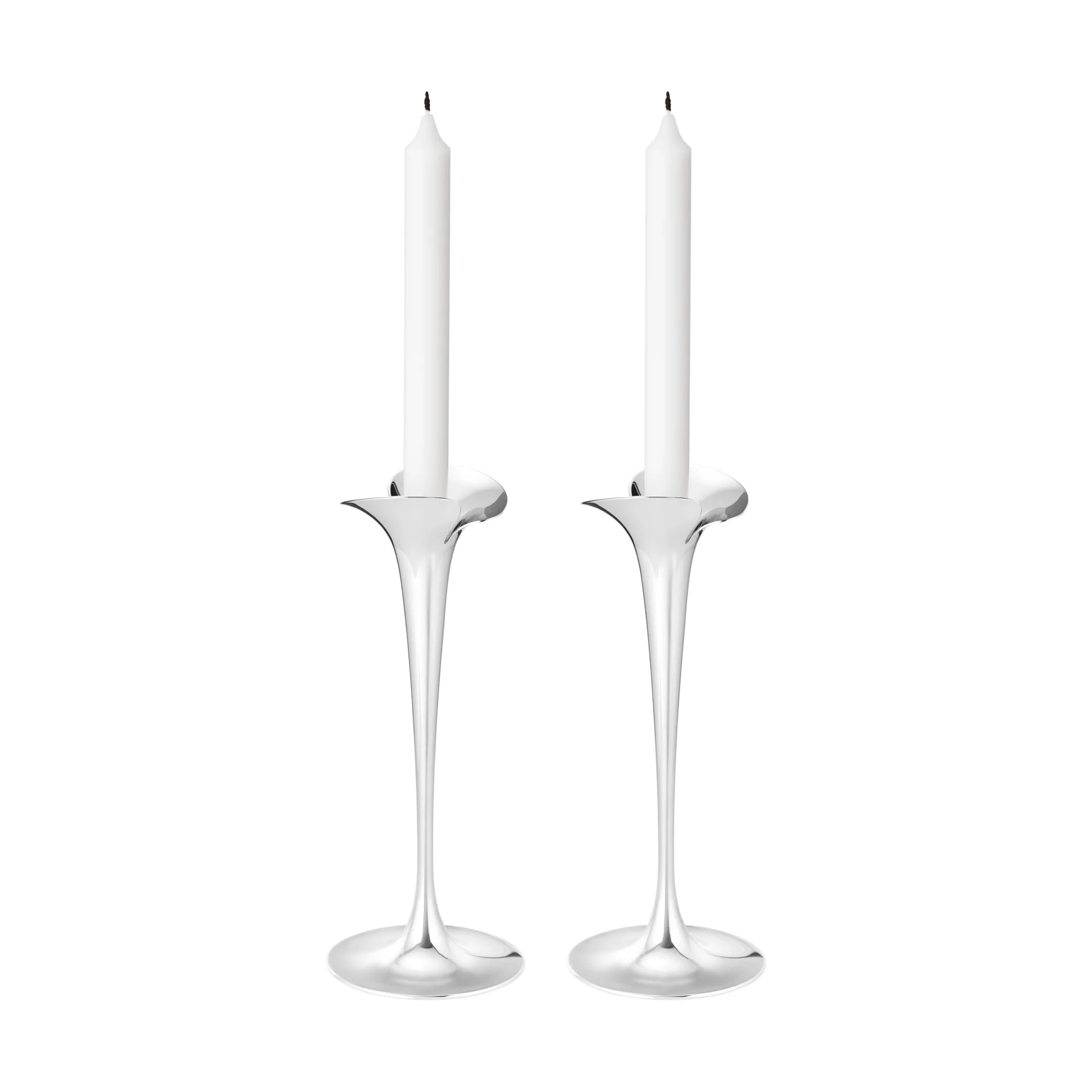 Georg Jensen Bloom lysestaker for kronelys Rustfritt stål, store, 2-pakning
