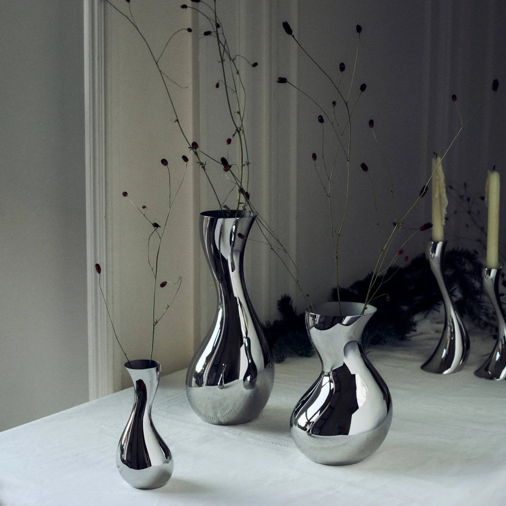 Cobra vase, Rustfritt stål, large Georg Jensen