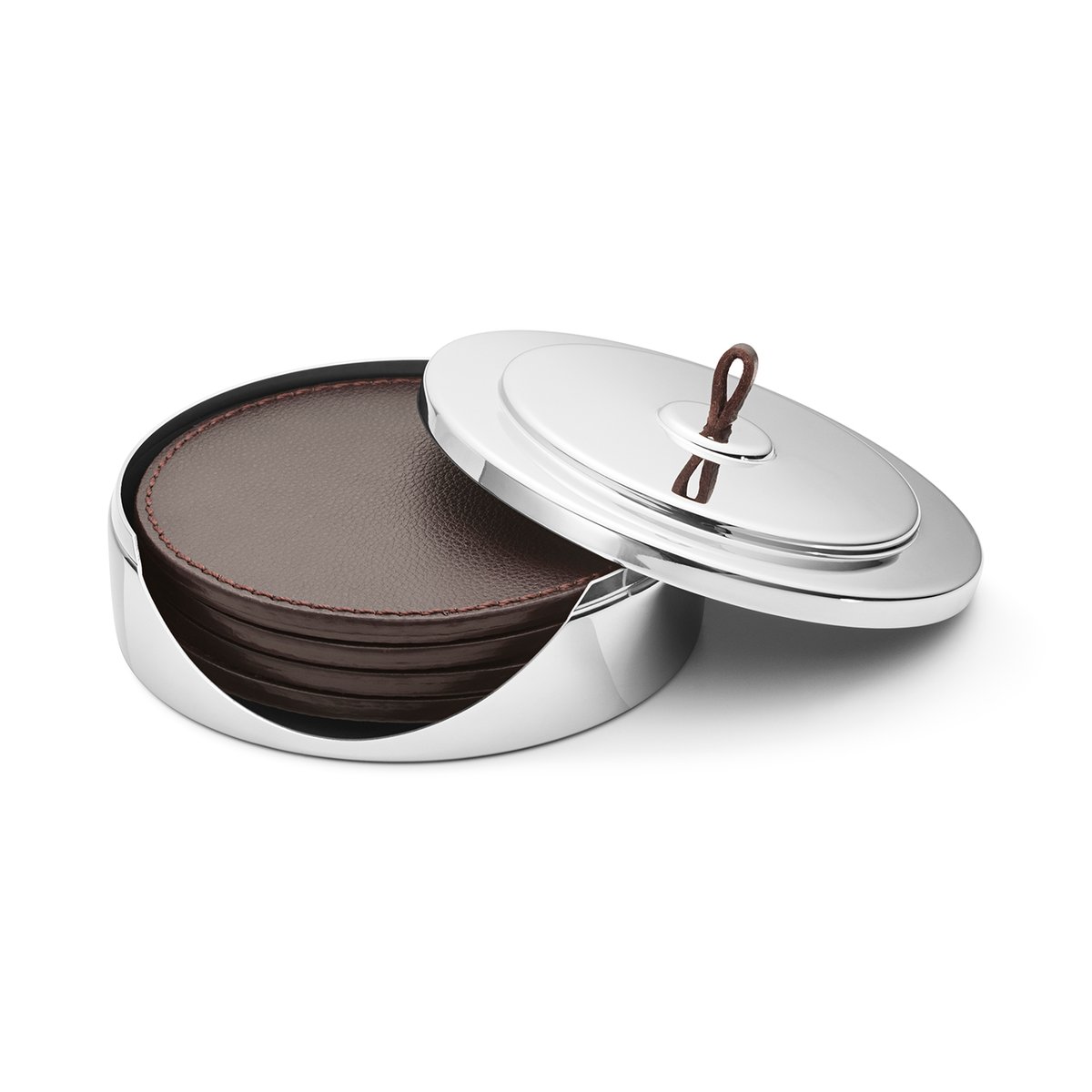 Georg Jensen Manhattan glassunderlag 4-stk. Brunt lær