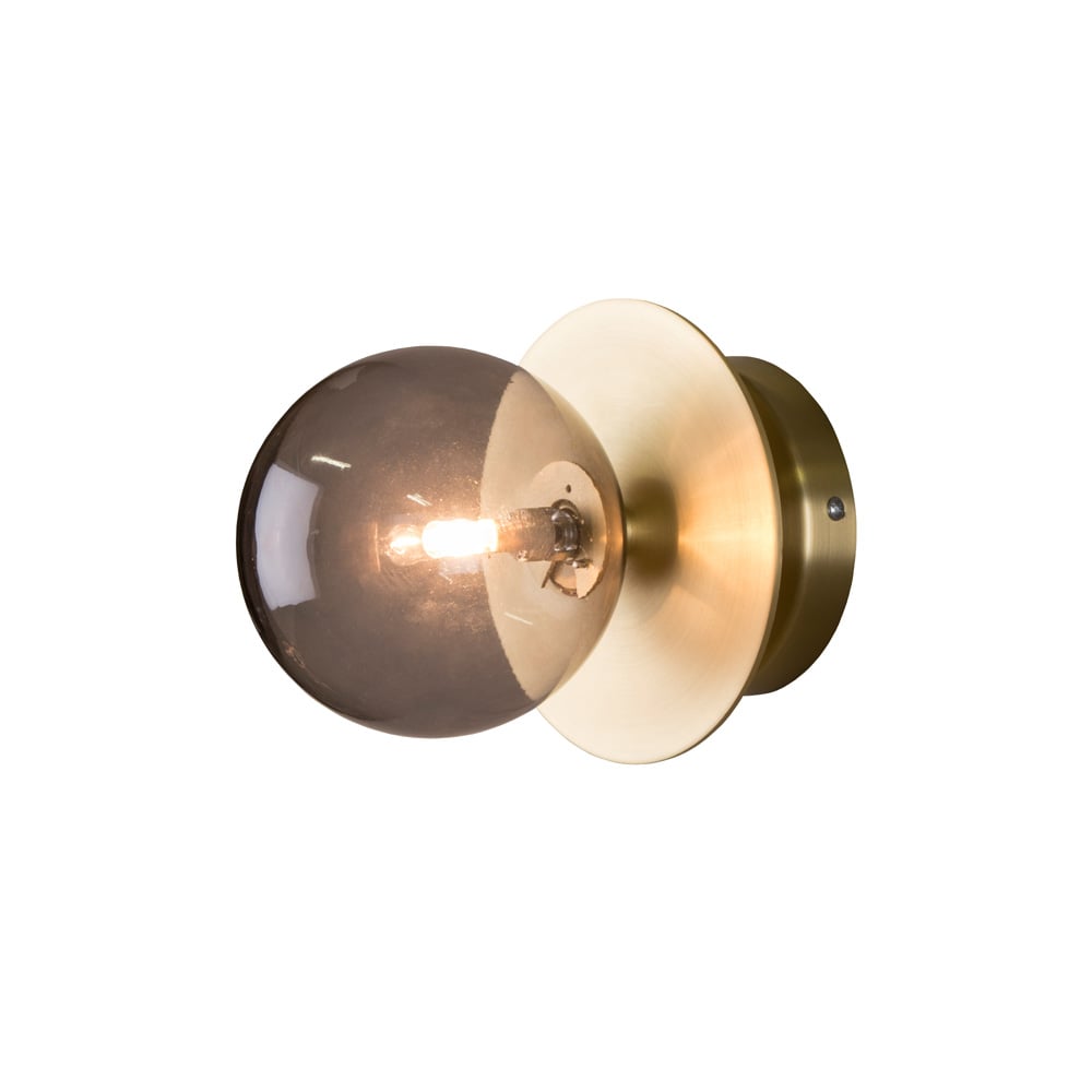 Globen Lighting Art Deco IP44 vegglampe Røyk/børstet messing