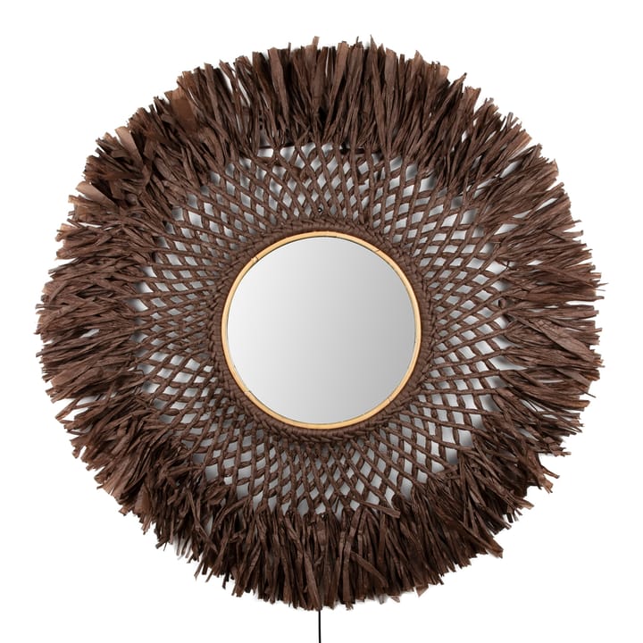 Boho vegglampe med speil Ø90 cm - Brun - Globen Lighting