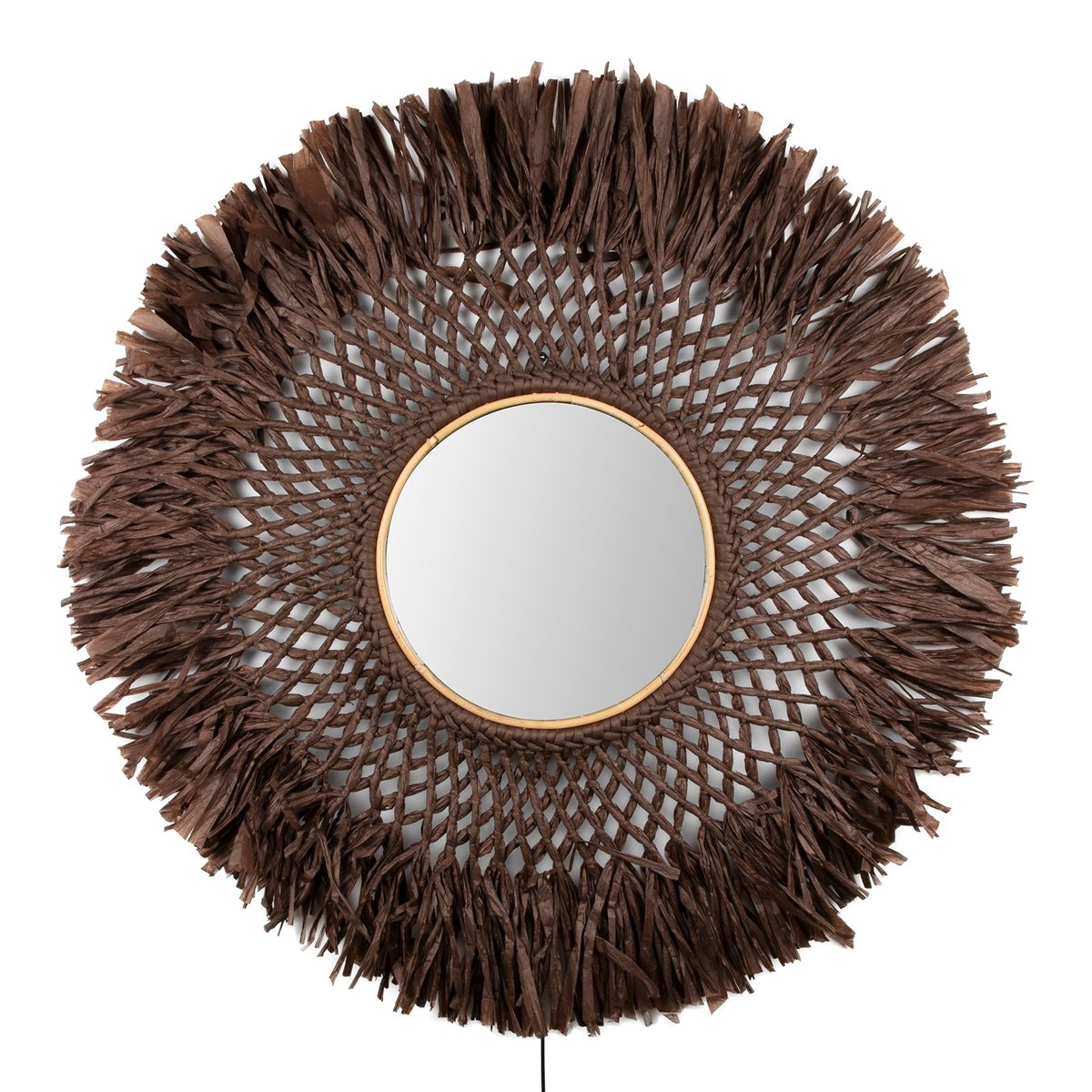 Globen Lighting Boho vegglampe med speil Ø90 cm Brun