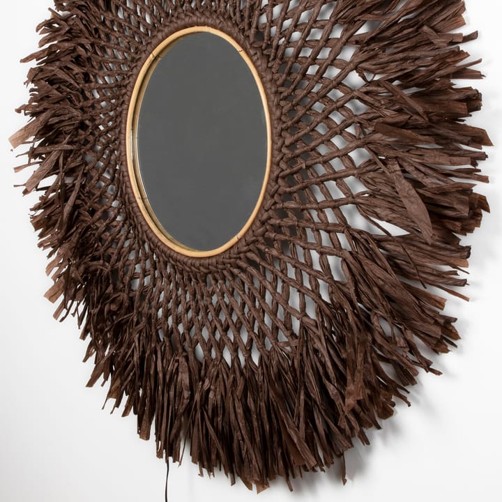 Boho vegglampe med speil Ø90 cm, Brun Globen Lighting
