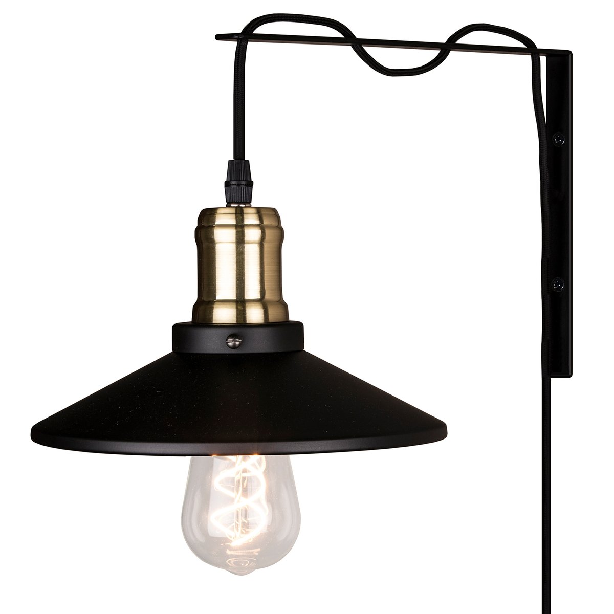 Disc vegglampe Mattsvart-børstet messing