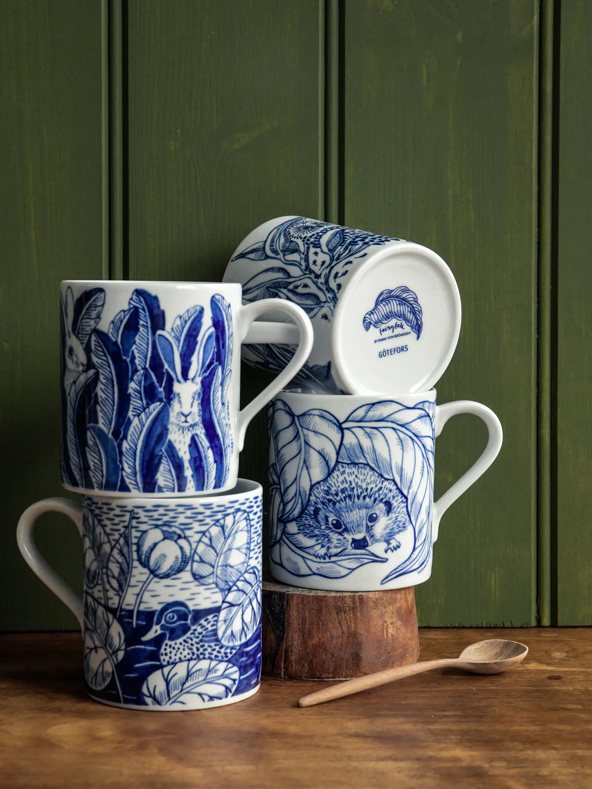 Duck pond kopp 35 cl, Blå Götefors Porslin