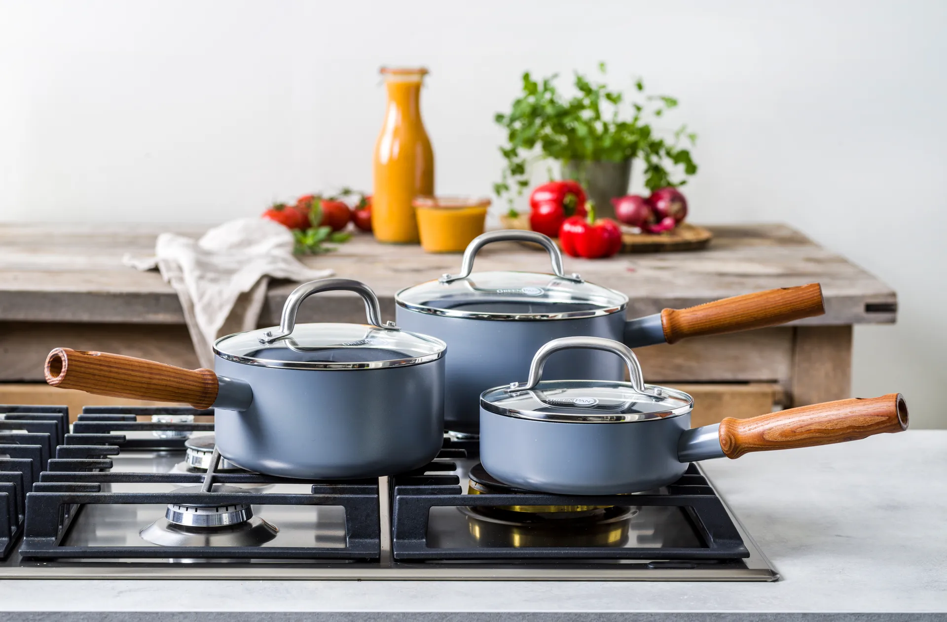 Mayflower Pro kasserollesett + lokk, 6 deler GreenPan