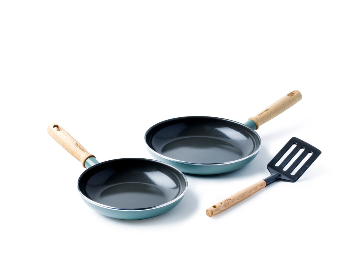 GreenPan Mayflower Pro stekepannesett + stekespade Grønnblå