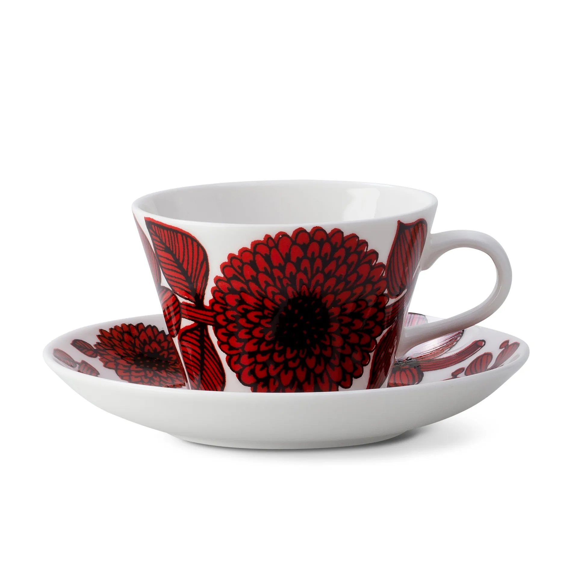 Gustafsbergs Porslinsfabrik Röd Aster kaffekopp med skål Kaffekopp + skål
