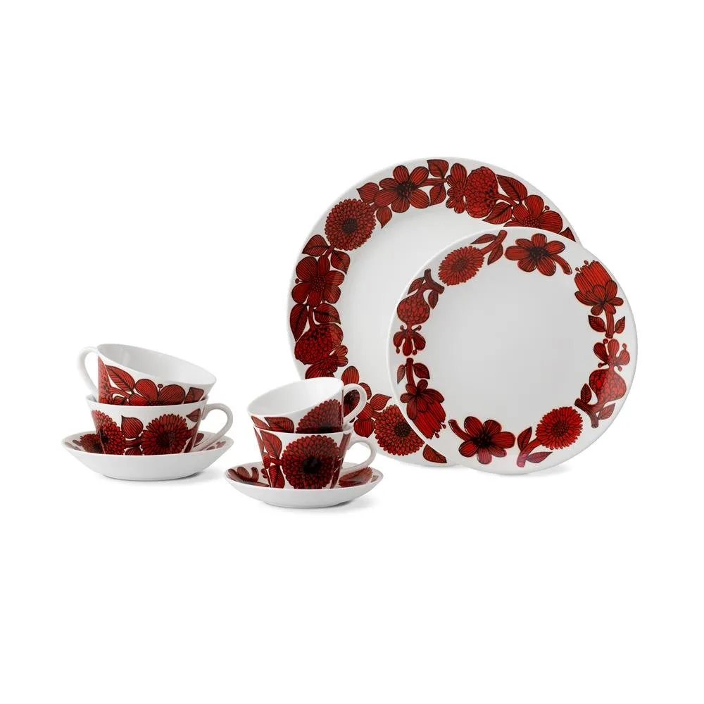 Röd Aster tallerken, Ø 18 cm Gustafsbergs Porslinsfabrik
